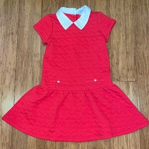 Janie and Jack girls red quilted heart dress with white collar size 8 NWOT